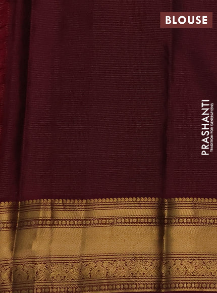 Pure kanchipuram silk saree deep wine with allover zari weaves & buttas and zari woven border