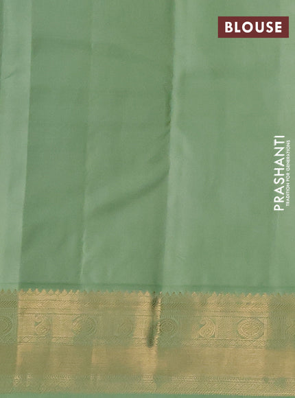 Pure kanchipuram silk saree blue and pista green with zari woven buttas and zari woven korvai border