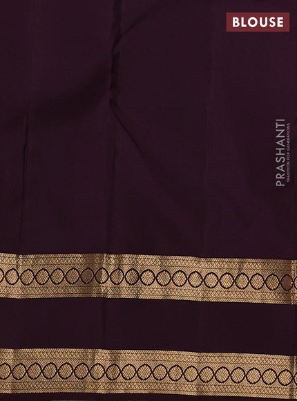 Pure kanchipuram silk saree grey and deep jamun with zari woven buttas and rettapet zari woven border