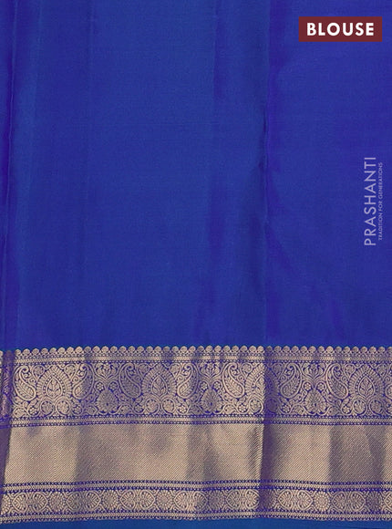 Pure kanchipuram silk saree purple and cs blue with allover zari woven buttas and zari woven border