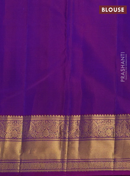Pure kanchipuram silk saree dual shade of violet and dual shade of purple with allover zari woven buttas and zari woven border