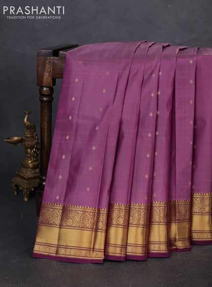 Pure kanchipuram silk saree mauve pink and wine shade with zari woven buttas and zari woven border