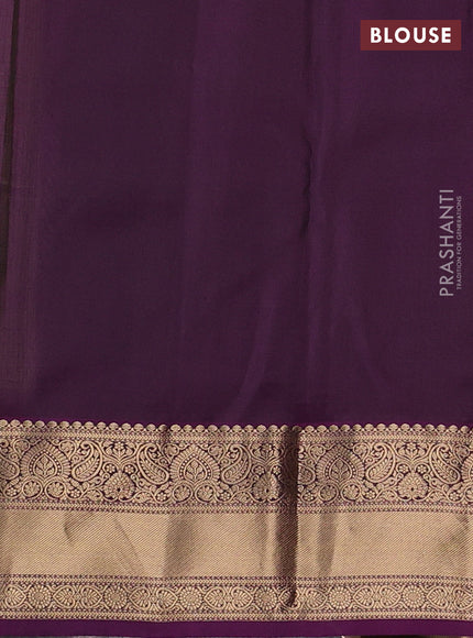 Pure kanchipuram silk saree sap green and purple with zari woven buttas and zari woven border