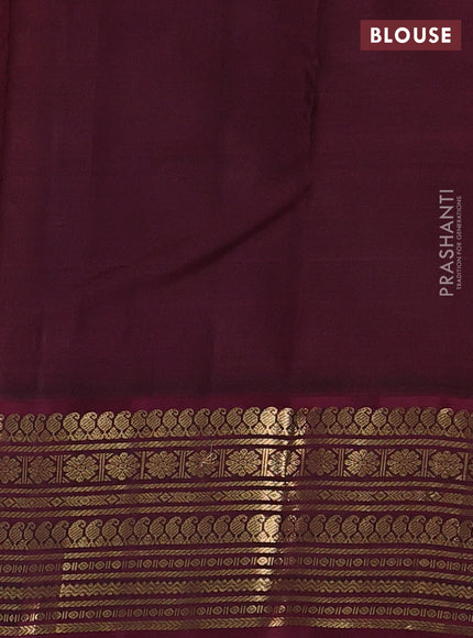 Pure kanchipuram silk saree mustard yellow and wine shade with zari woven buttas and zari woven korvai border