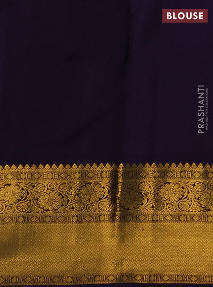 Pure kanchipuram silk saree teal green shade and violet with zari woven buttas and rich zari woven korvai border