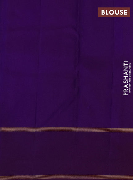 Pure kanchipuram silk saree blue and purple with zari woven buttas and rettapet zari woven border