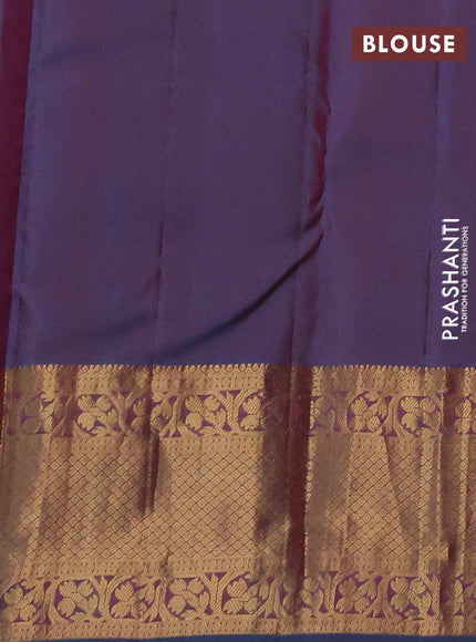 Pure kanchipuram silk saree orange and dual shade of blue with zari woven buttas and long zari woven border