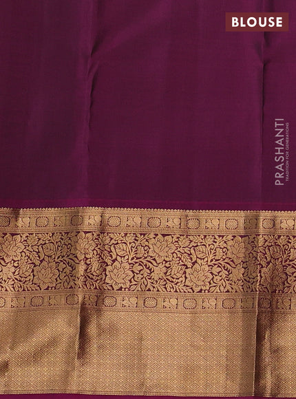 Pure kanchipuram silk saree dark green and magenta pink with zari woven buttas and long zari woven border
