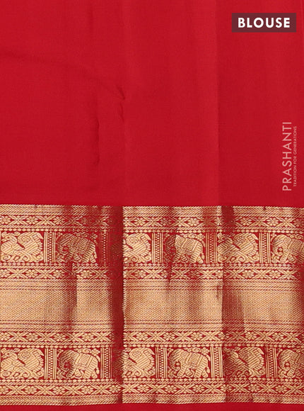 Pure kanchipuram silk saree coffee brown and red with allover zari woven 1000 buttas and long zari woven korvai border