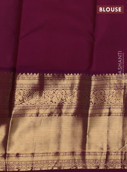 Pure kanchipuram silk saree teal blue and purple with zari woven buttas and long rich zari woven korvai border