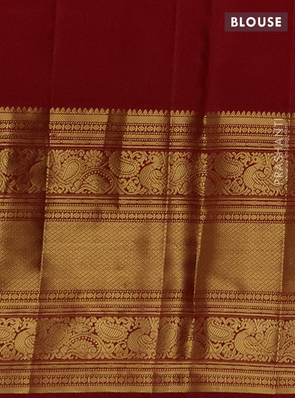Pure kanchipuram silk saree red with allover zari weaves and long rich zari woven border