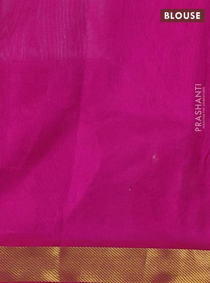 Silk cotton saree grey and pink with plain body and zari woven border