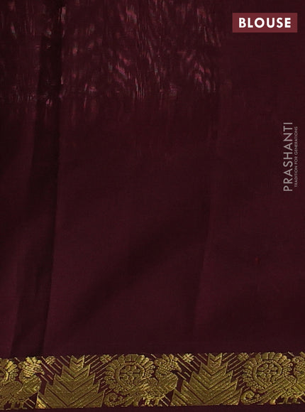 Silk cotton saree mild peach and coffee brown with plain body and zari woven border