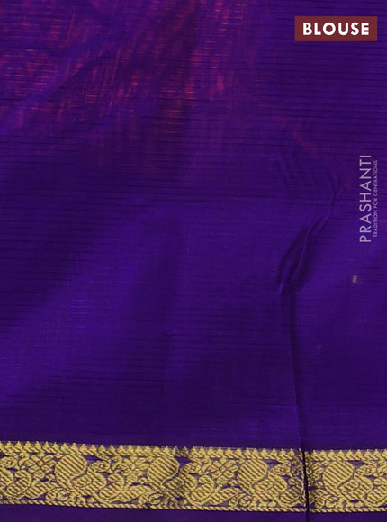 Silk cotton saree candy pink and blue with allover stripe pattern and zari woven border