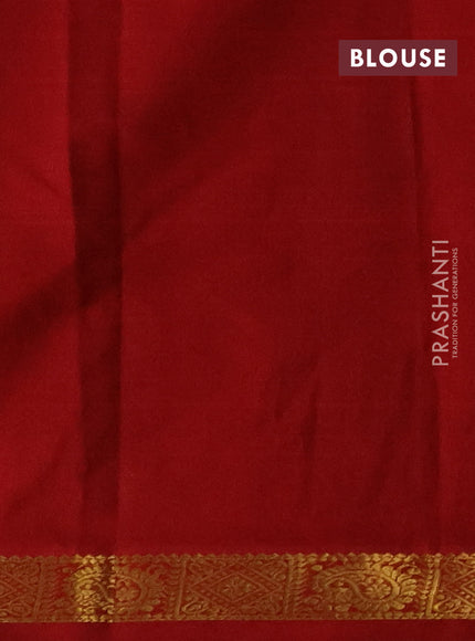 Silk cotton saree coffee brown and red with plain body and zari woven border
