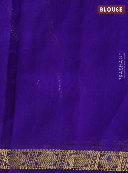 Silk cotton saree light blue and violet with plain body and zari woven border