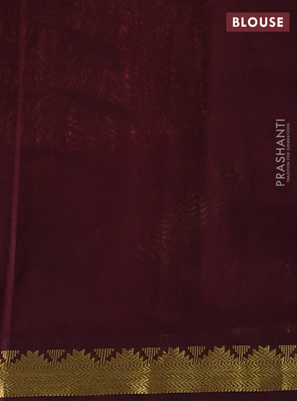 Silk cotton saree sunset orange and coffee brown with plain body and zari woven border