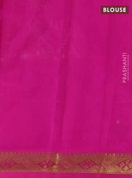Silk cotton saree grey and pink with plain body and zari woven border