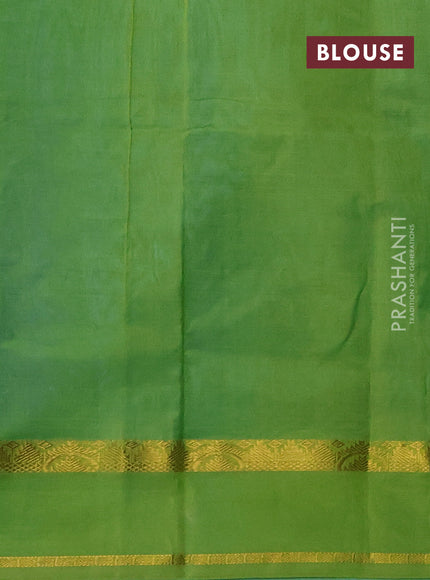 Silk cotton saree blue and light green with plain body and rettapet zari woven border