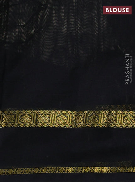 Silk cotton saree beige and black with plain body and rettapet zari woven border