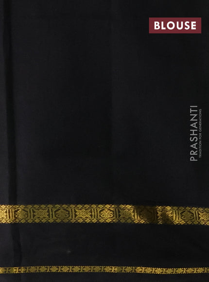 Silk cotton saree light green and black with plain body and rettapet zari woven border
