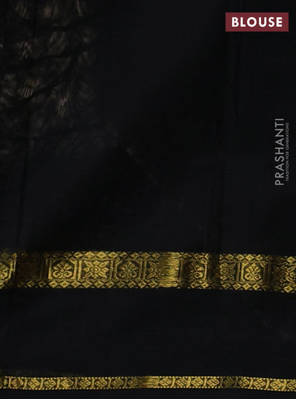 Silk cotton saree beige and black with plain body and rettapet zari woven border