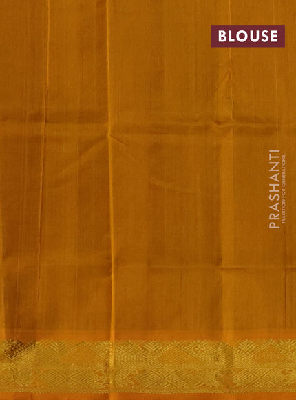 Silk cotton saree deep maroon and mustard yellow with plain body and zari woven border