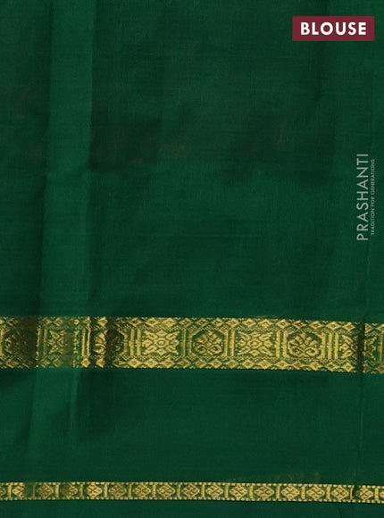 Silk cotton saree maroon and green with plain body and rettapet zari woven border