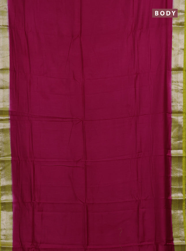 Pink & Lime Green Semi Mangalgiri Cotton Saree - Brocade Blouse