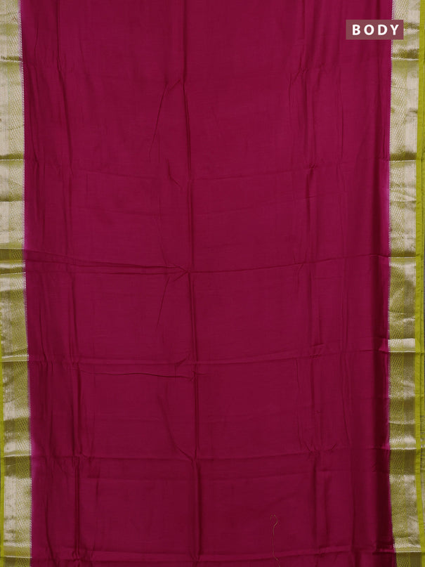 Pink & Lime Green Semi Mangalgiri Cotton Saree - Brocade Blouse