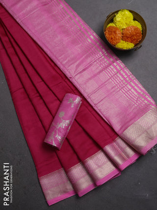 Tomato Pink & Pink Semi Mangalgiri Cotton Saree - Brocade Blouse