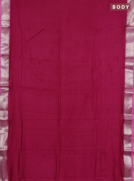 Tomato Pink & Pink Semi Mangalgiri Cotton Saree - Brocade Blouse