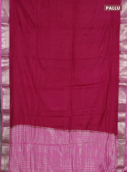 Tomato Pink & Pink Semi Mangalgiri Cotton Saree - Brocade Blouse