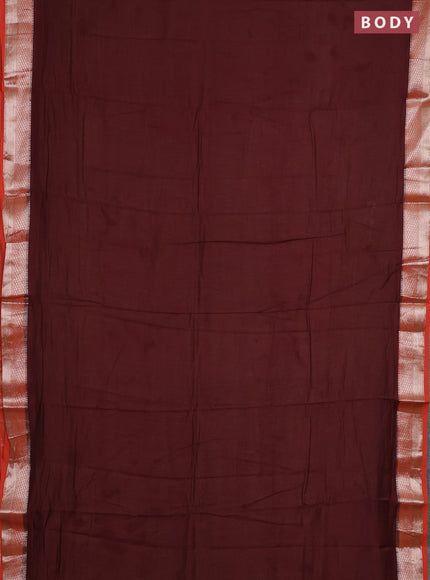 Maroon & Orange Semi Mangalgiri Cotton Saree - Brocade Blouse