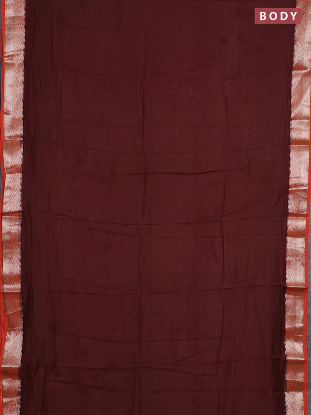 Maroon & Orange Semi Mangalgiri Cotton Saree - Brocade Blouse