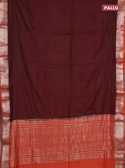 Maroon & Orange Semi Mangalgiri Cotton Saree - Brocade Blouse
