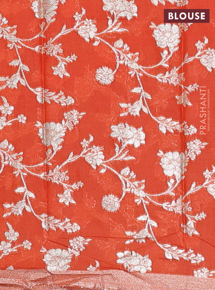 Maroon & Orange Semi Mangalgiri Cotton Saree - Brocade Blouse