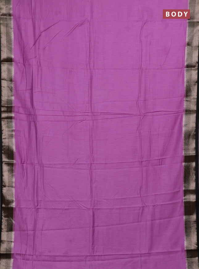 Lavender & Black Semi Mangalgiri Cotton Saree - Brocade Blouse