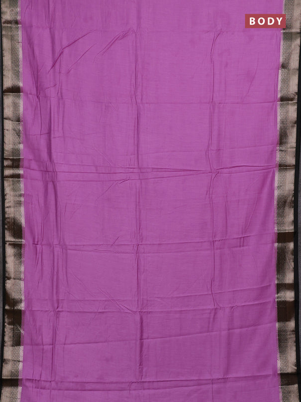Lavender & Black Semi Mangalgiri Cotton Saree - Brocade Blouse