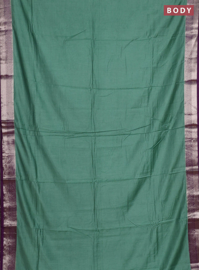 Pastel Green & Purple Semi Mangalgiri Cotton Saree - Brocade Blouse