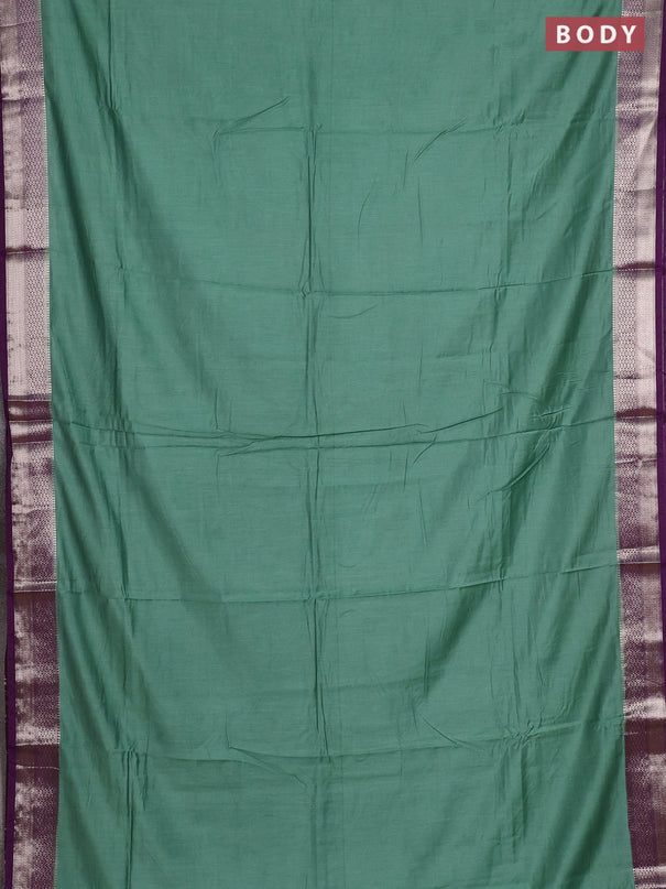 Pastel Green & Purple Semi Mangalgiri Cotton Saree - Brocade Blouse