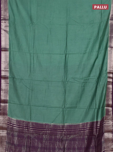 Pastel Green & Purple Semi Mangalgiri Cotton Saree - Brocade Blouse