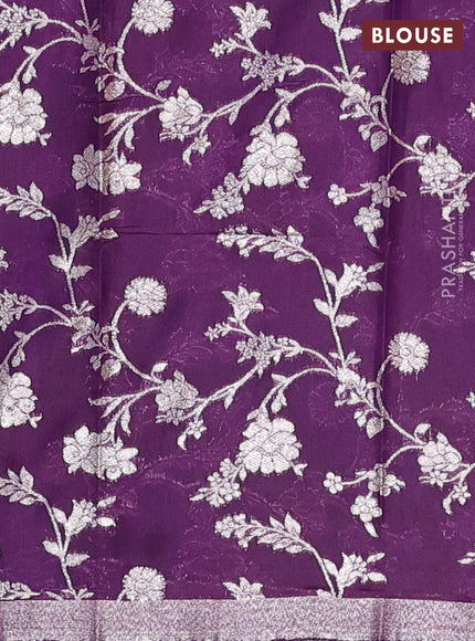 Pastel Green & Purple Semi Mangalgiri Cotton Saree - Brocade Blouse