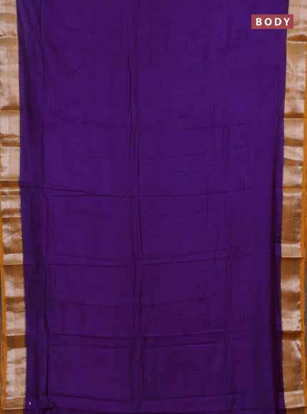 Purple & Mustard Yellow Semi Mangalgiri Cotton Saree - Brocade Blouse