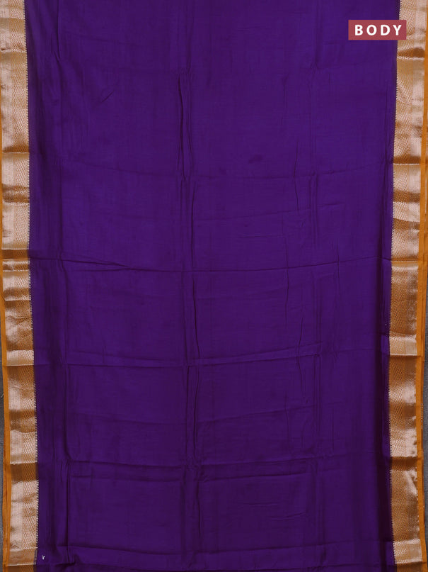 Purple & Mustard Yellow Semi Mangalgiri Cotton Saree - Brocade Blouse