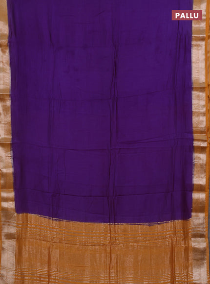 Purple & Mustard Yellow Semi Mangalgiri Cotton Saree - Brocade Blouse