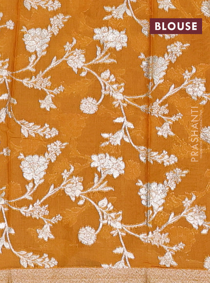 Purple & Mustard Yellow Semi Mangalgiri Cotton Saree - Brocade Blouse