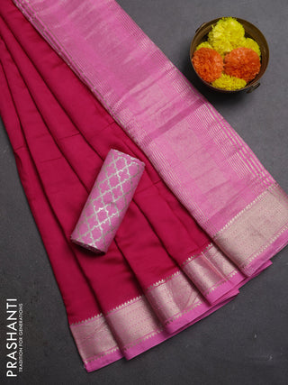 Pink &  Semi Mangalgiri Cotton Saree - Brocade Blouse