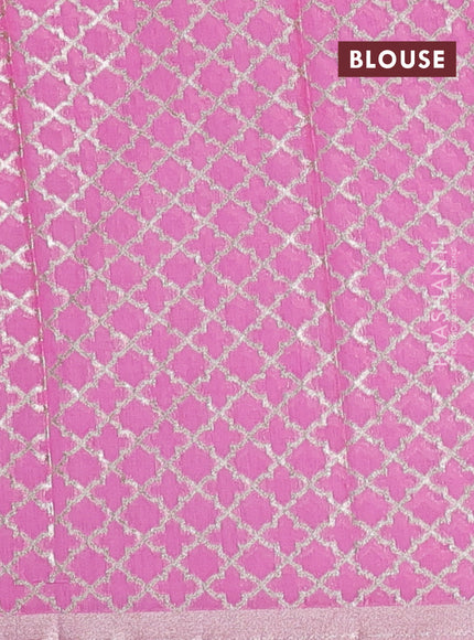 Pink &  Semi Mangalgiri Cotton Saree - Brocade Blouse