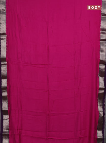 Pink & Purple Semi Mangalgiri Cotton Saree - Brocade Blouse